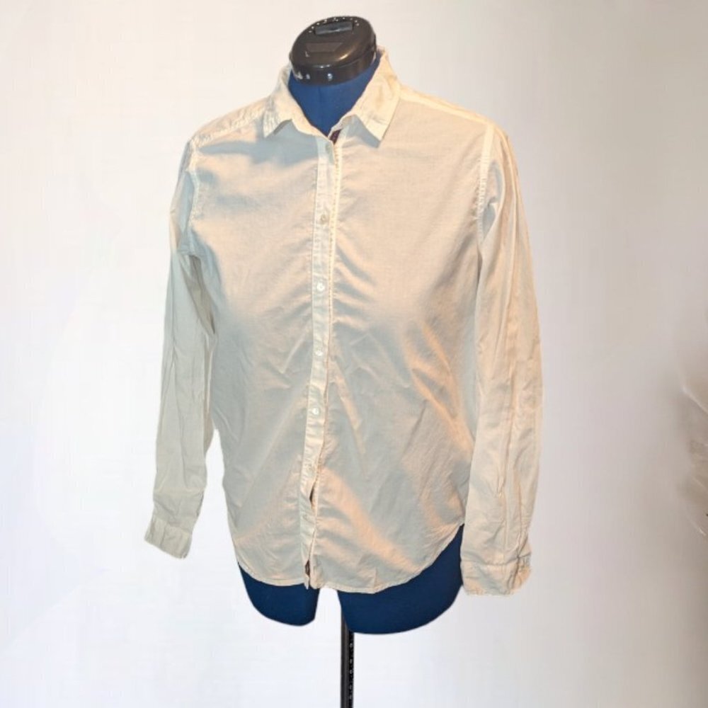 Velvet by Graham & Spencer White Collared Button Down Cotton Blouse Size Medium